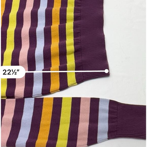 Pact Organic Cotton Rainbow Striped Sweater Pullover V Neck Women's Size Small - Picture 7 of 7